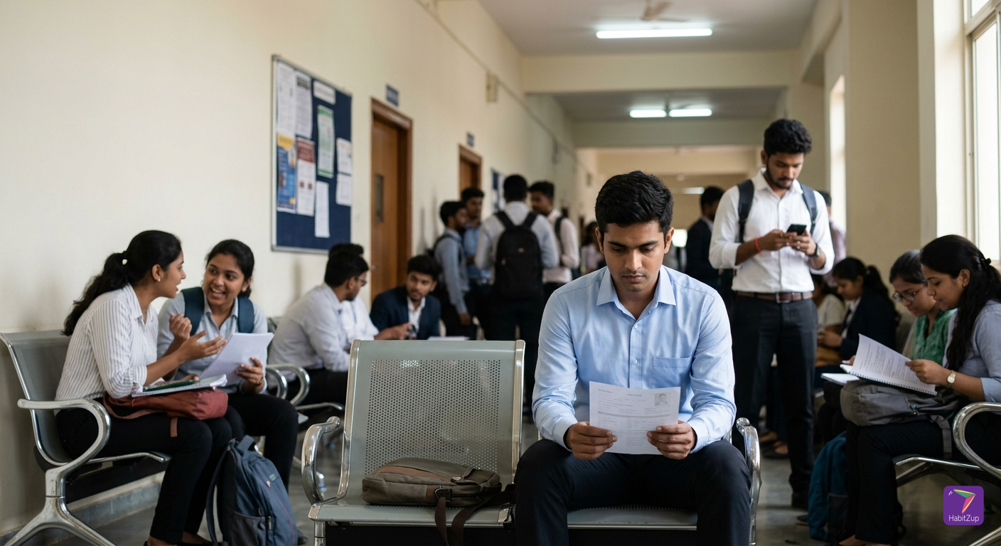 A person reflecting deeply while using a laptop, in a calm and focused environment.